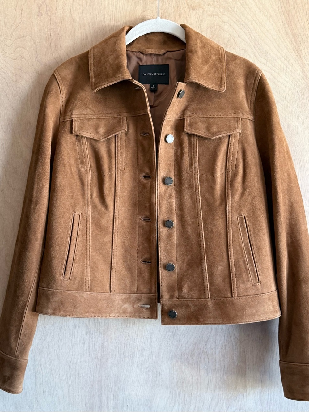 Banana Republic Relaxed Suede Jacket Sweet Chestnut Women's S - Picture 14 of 15